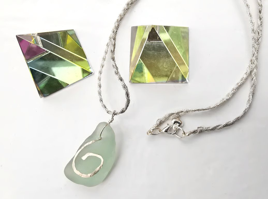 Welsh Sea glass and Silver Spiral necklace