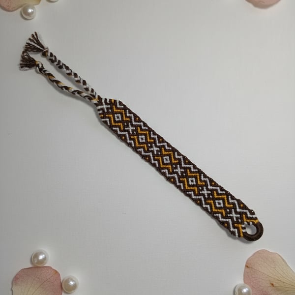 Brown & Mustard Woven Bracelet – Symbol of Friendship & Care