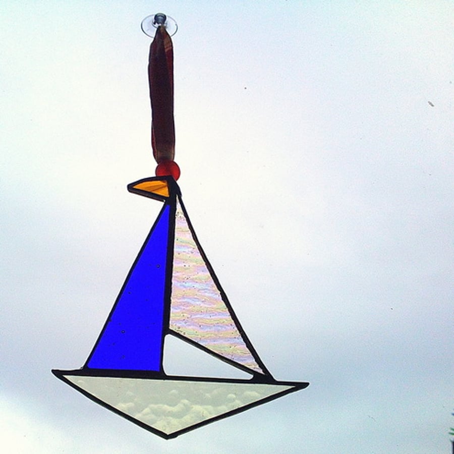 Stained Glass Boat Suncatcher