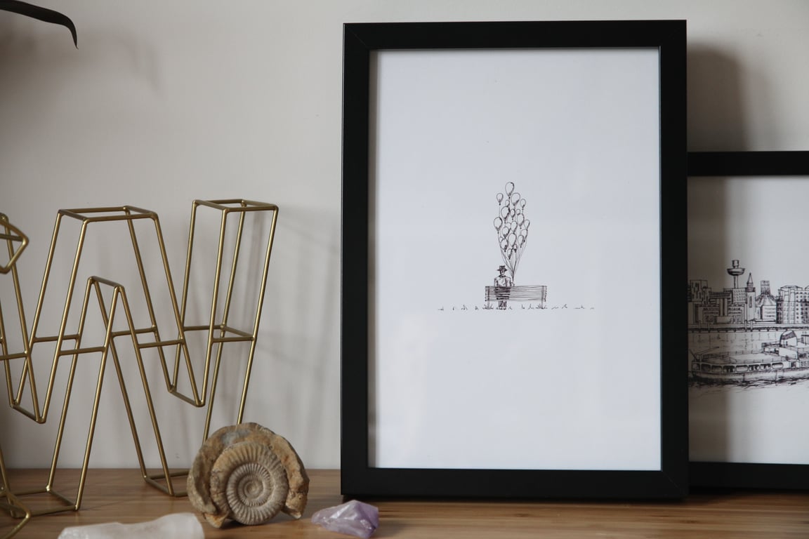 Minimalistic Cartoon Ballon Man Art Print