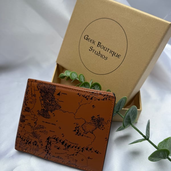 Genuine Leather Wallet with Fantasy Map