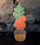 Handmade Wooden Squirrel & Acorn Ornament - Maple Woodland Shelf Decoration