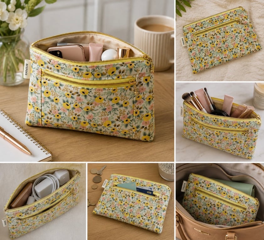 Sunshine Meadow Floral Zipped Organiser Pouch Gift for her