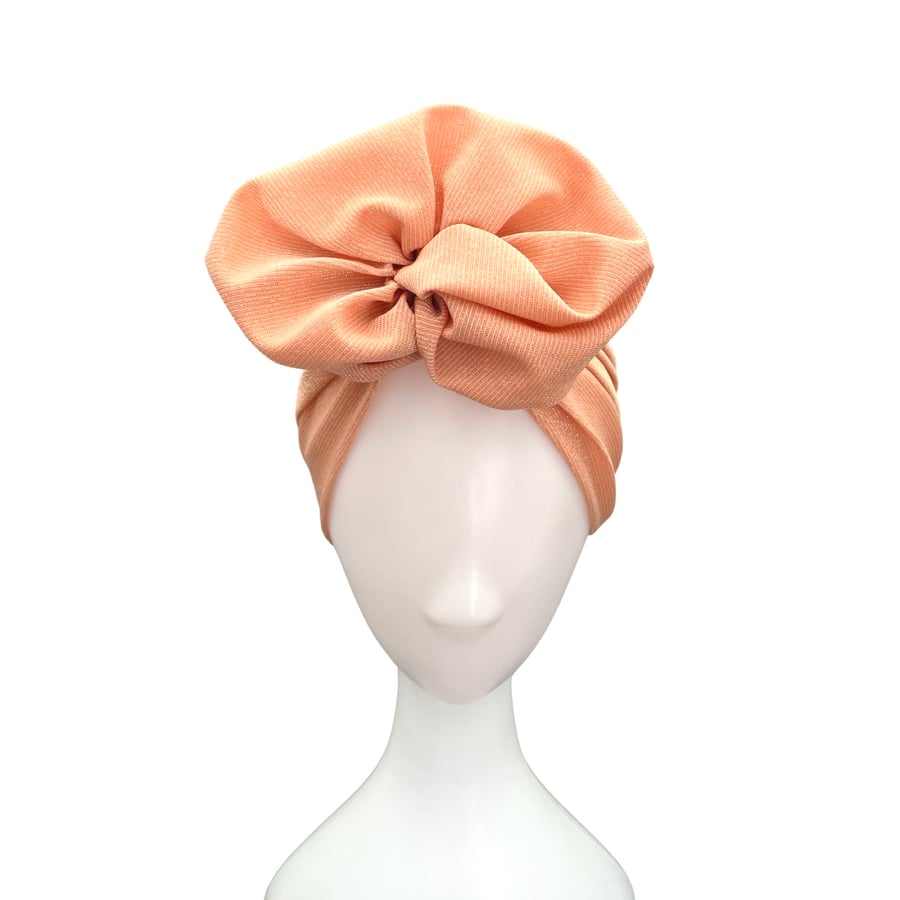 Salmon Pink Women's Turban Hat for Hair Loss, Turban Head Wrap, Cancer Hat