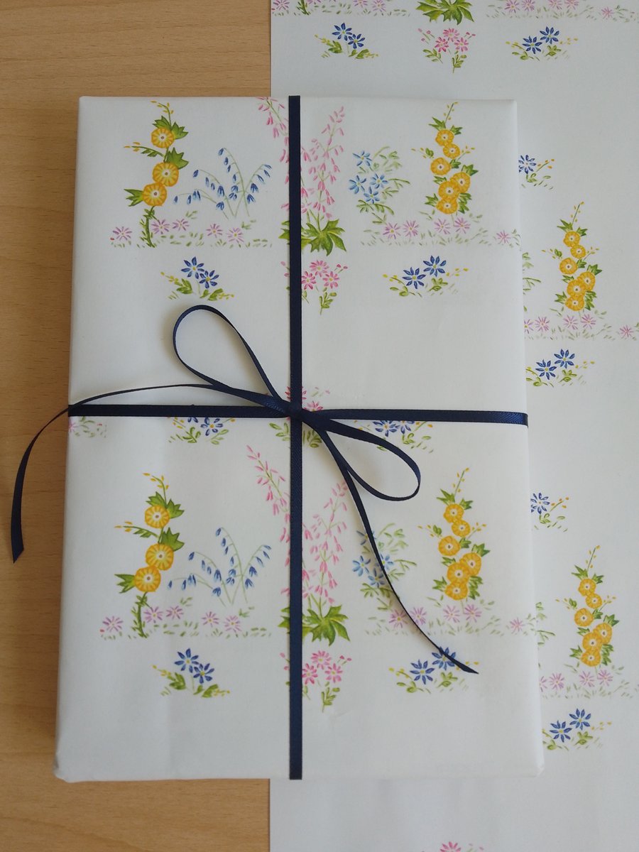 Gift Wrap Single Sheet, Garden Flowers Design