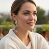 Silver Leaf Lampwork Glass Earrings Gold Sand Murano Style, Antique Brass