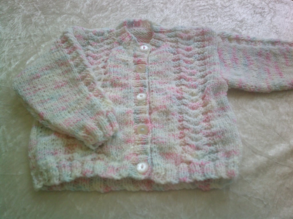 20 Inch Round Neck Cardigan with Cable Design