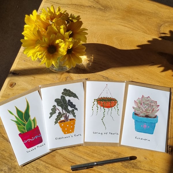 Houseplant Collection - Pack of 4 greeting cards