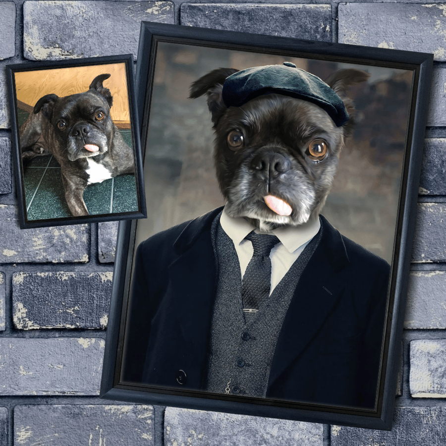 The Peaky Blinders Male Pet Portrait Funny Pet Portrait Animal Drawing