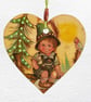 Tyrollean design: Decoupaged Wooden Hanging Heart 15cm (6") - Image 1