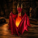 Red Dragon Flame Lamp with Remote Control & Timer Fantasy Dragon LED Table Lamp