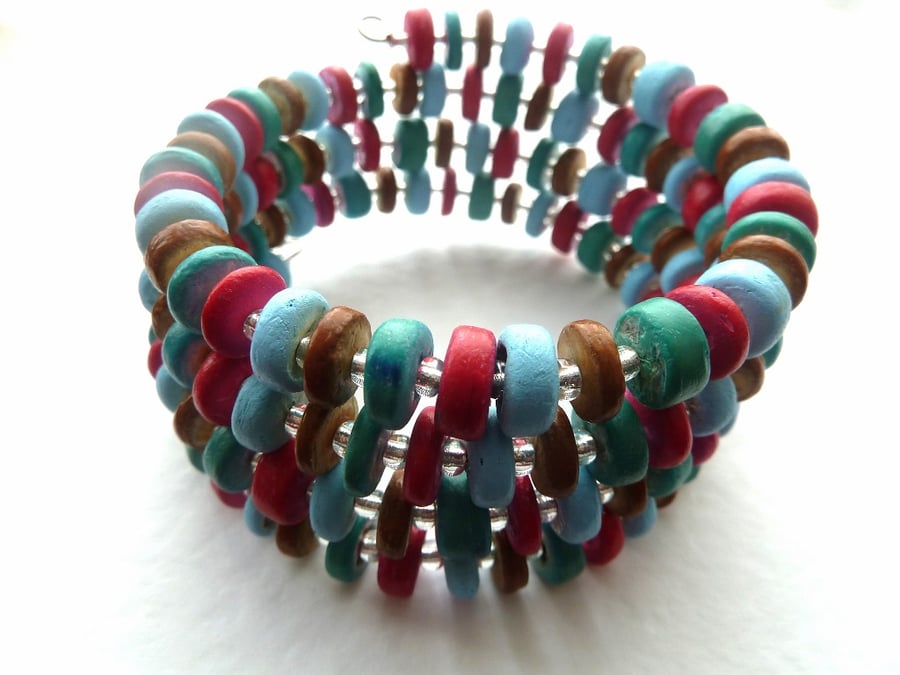 SALE wooden rainbow wrap bracelet