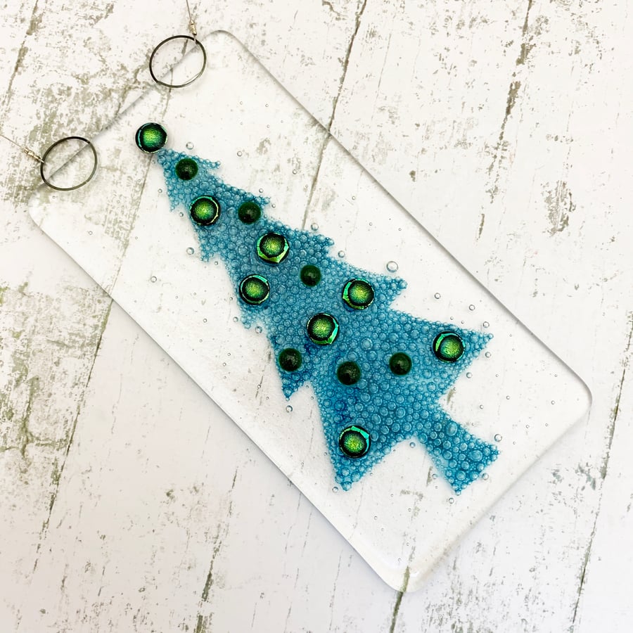 Fused Glass Bubbly Tree Hanging - Handmade Glass Decoration