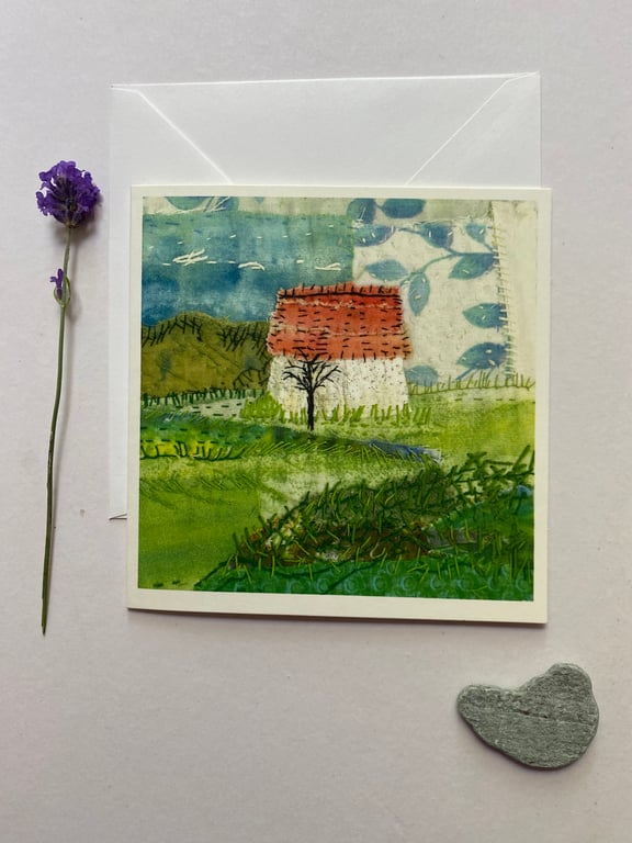 Abandoned barn, original art print greeting card