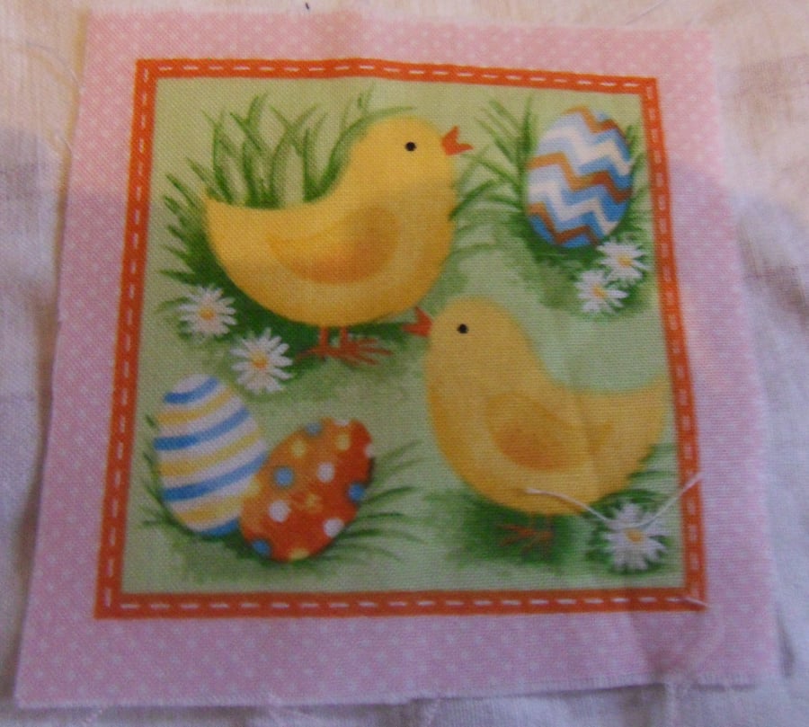 100% cotton fabric.  chiscks,eggs  Sold separately, postage .62p for many (37)