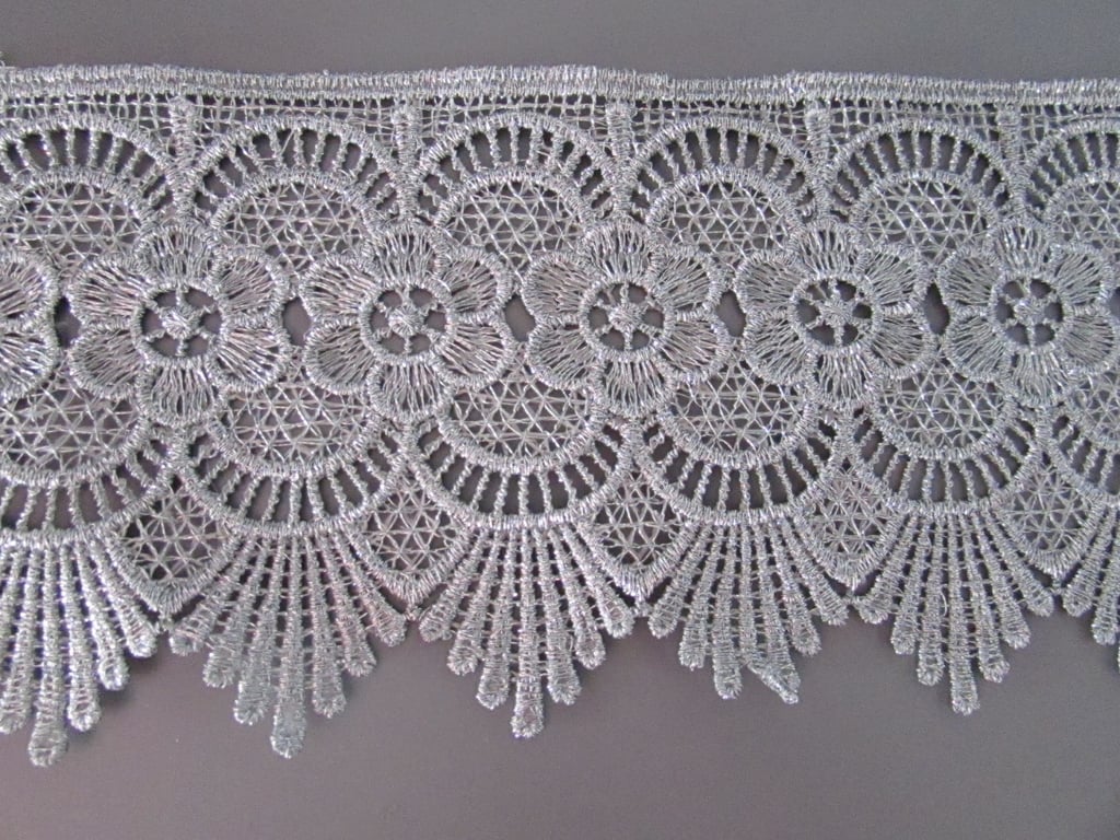 Metallic Silver Venise Guipure Lace sold by the metre