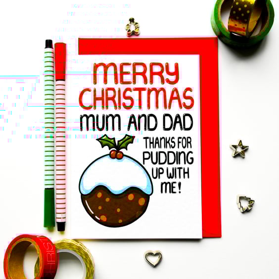 Funny Christmas Card For Mum, Mum Xmas Pudding Joke Card From Daughter, Son