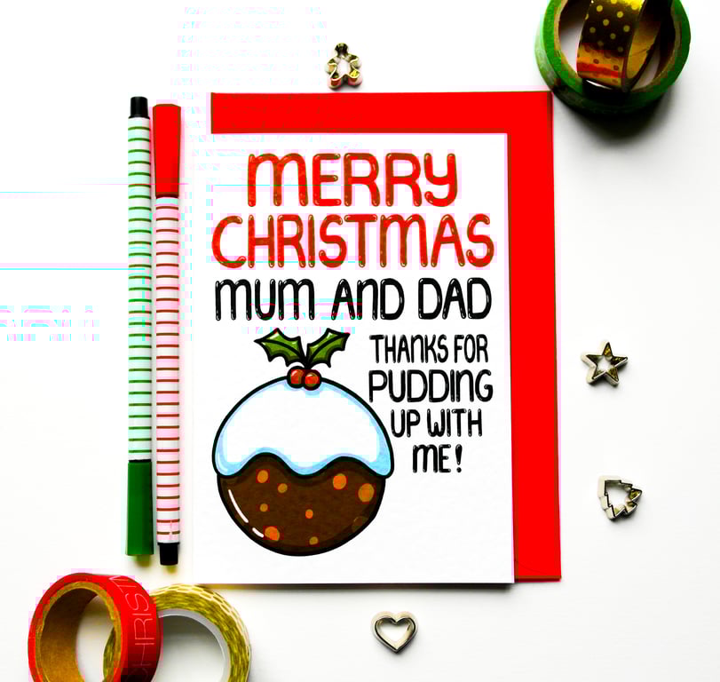 Funny Christmas Card For Mum, Mum Xmas Pudding Joke Card From Daughter, Son