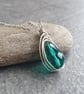Teal teardrop pendant, Deep aqua crystal necklace, Raindrop - Image 6