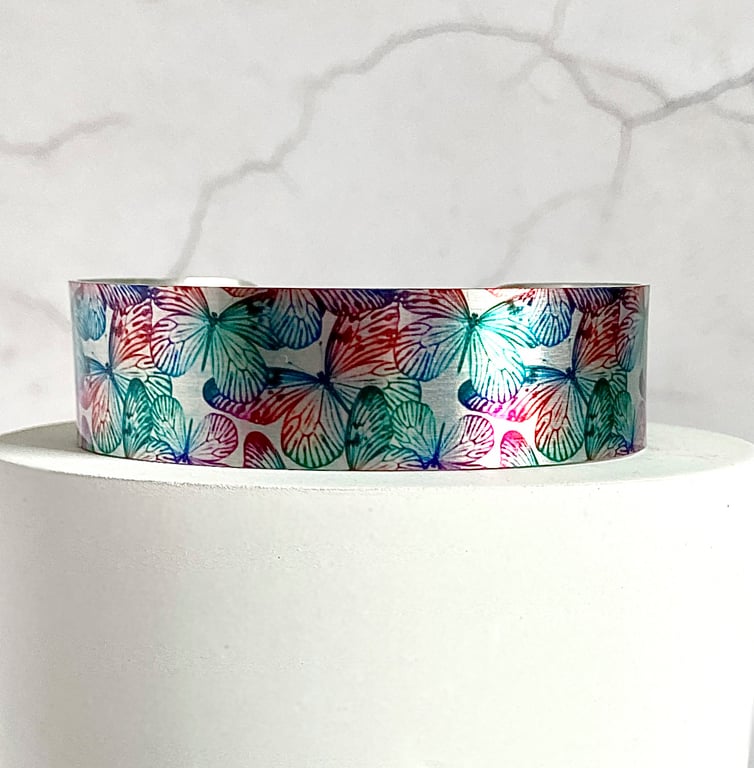 Cuff bracelet, butterfly metal bangle with butterflies. Perfectly imperfect 489