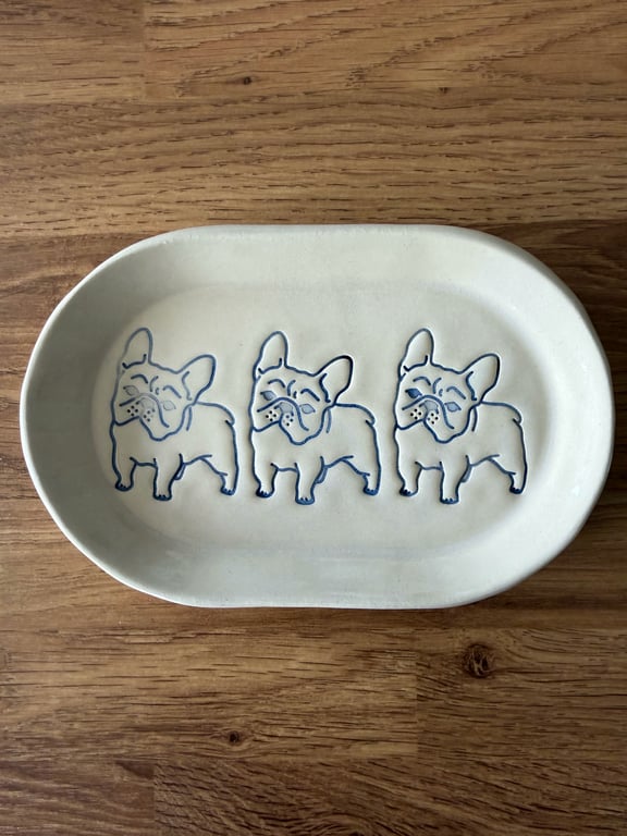 french Bulldog oval dish