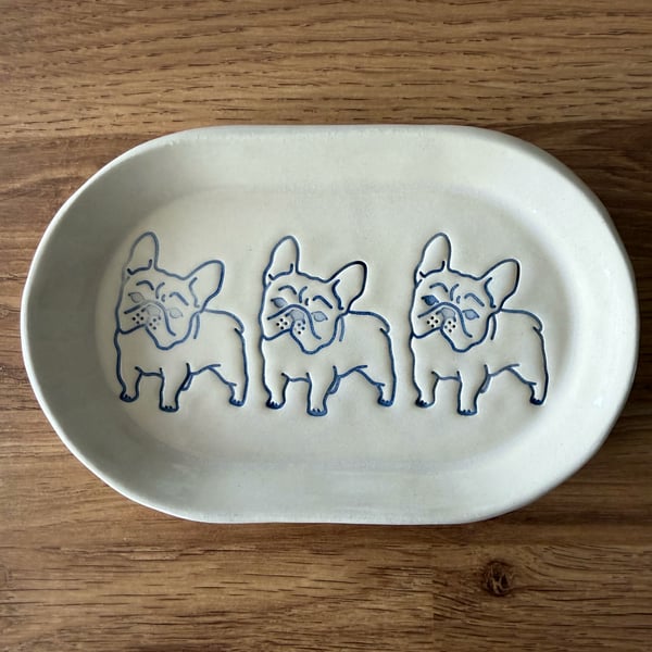 french Bulldog oval dish