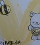 Birthday Card - Rhino and Bees with Yellow Hearts - Image 2