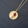 Garnet Gemstone Necklace, gold red, 925 Silver, gold Vermeil