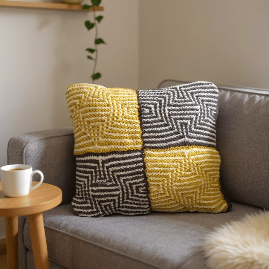 Illusion Cushion Knitting Kit - available in 2 colourways