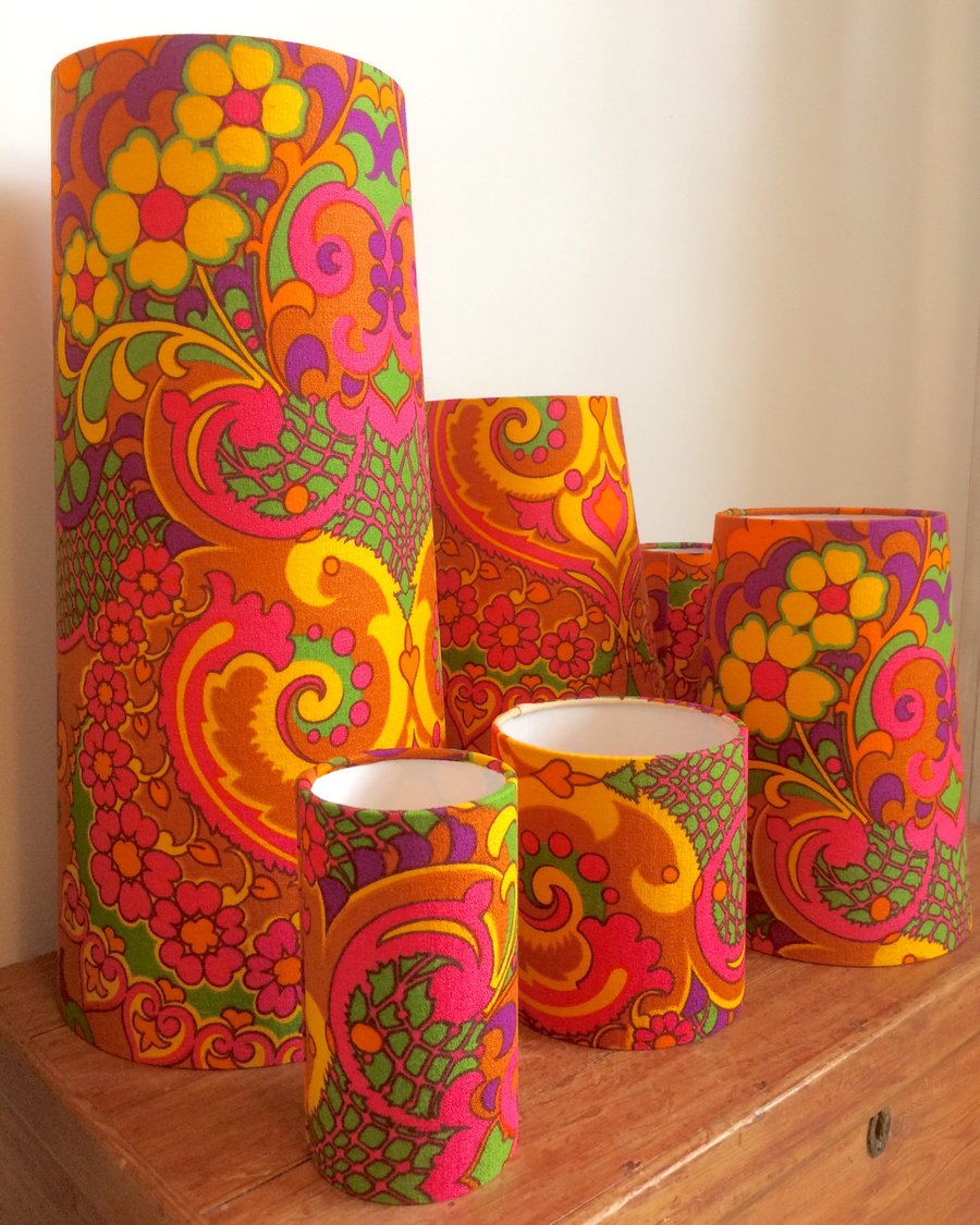 Wow Groovy KASHMIR 70s Cravendale Vintage fabric Lampshade