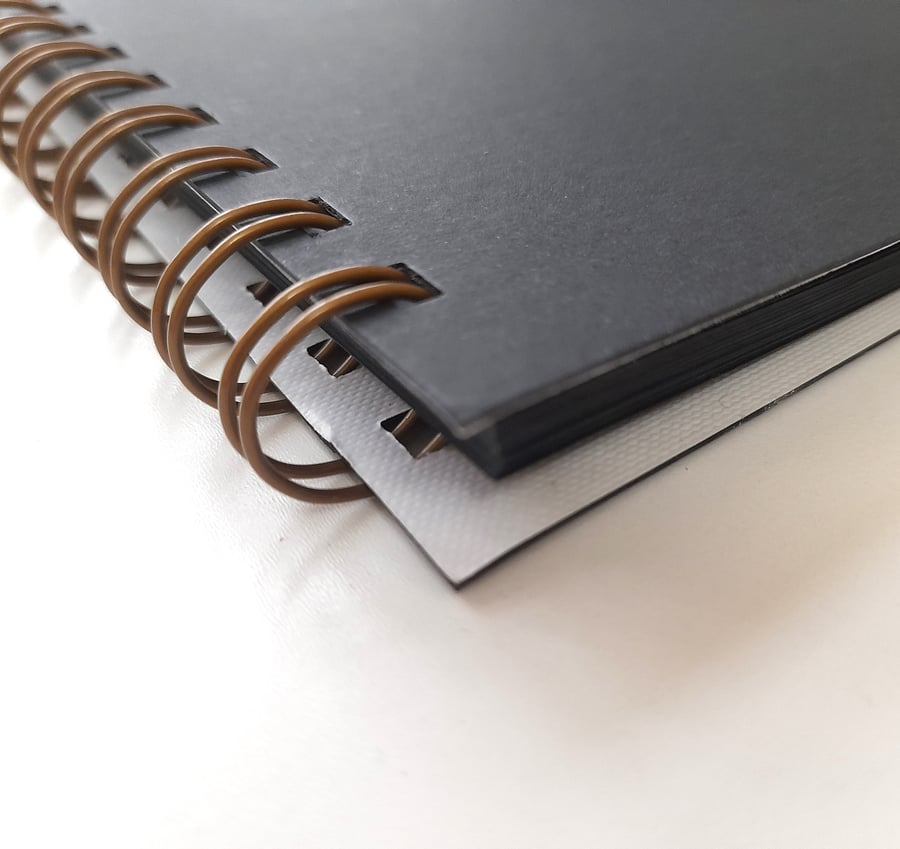 A5 Black Paper landscape blank junk journal, sketchbook - notebook - smash book