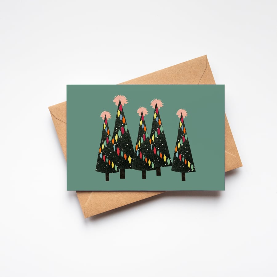 Christmas Tree Greeting Card - Christmas Forest (Green)