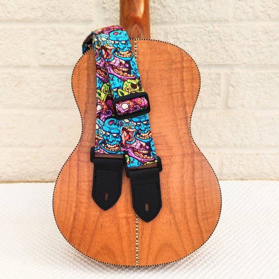 1.5 inch Wide Adjustable Ukulele Strap with zombies