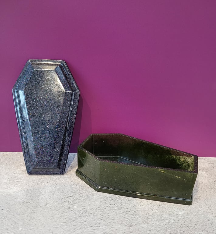 Coffin Shaped Black Resin Trinket Box