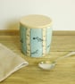 Ceramic Storage Jar with Flat Lid - Birch Tree and Birds - Image 1