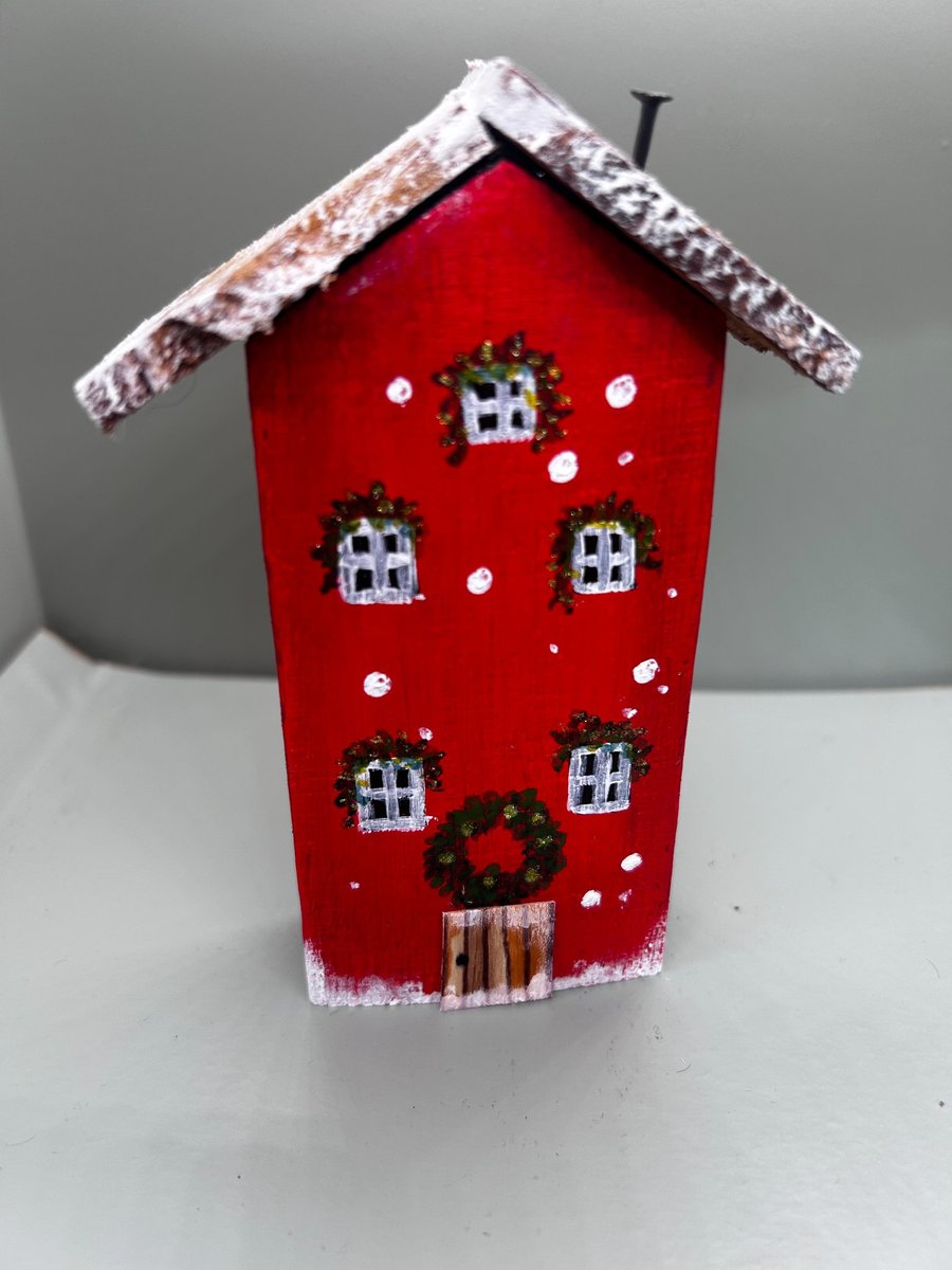 Christmas hand painted wooden house