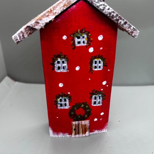 Christmas hand painted wooden house