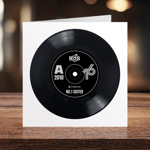 16th Birthday digital and printable 7" record with Spotify playlist code