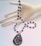 A Black and Clear Cube Bead Necklace with a Black Glass Pendant, Gift for Her - Image 8