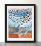 Pigeons on the roof A3 Print - Image 4