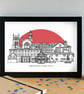 Wigan Skyline Art Print - Image 3