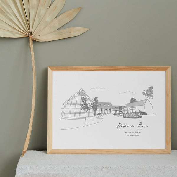 Wedding Venue Print Bespoke Wedding Venue Illustration