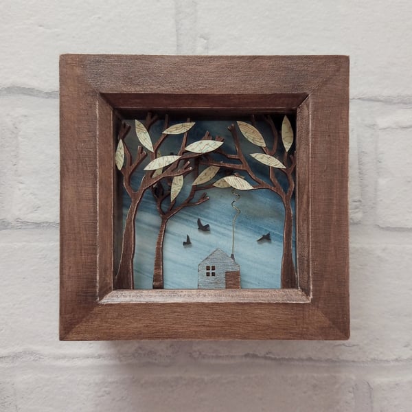Cabin Diorama, Spring Landscape, Miniature Cabin in the Forest