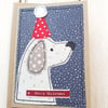 Free Motion Embroidery Christmas Card Cute Dog in a Christmas Hat