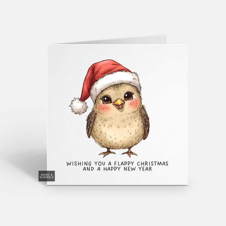 Unique Funny Christmas Card For Him Or Her - Cute Xmas Greeting - Flappy