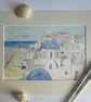 Greek watercolour church in Santorini