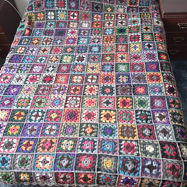 Crochet Granny Squares Blanket, King Size, Autumn colours