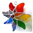 Pinwheel Suncatcher Rainbow Stained Glass Handmade