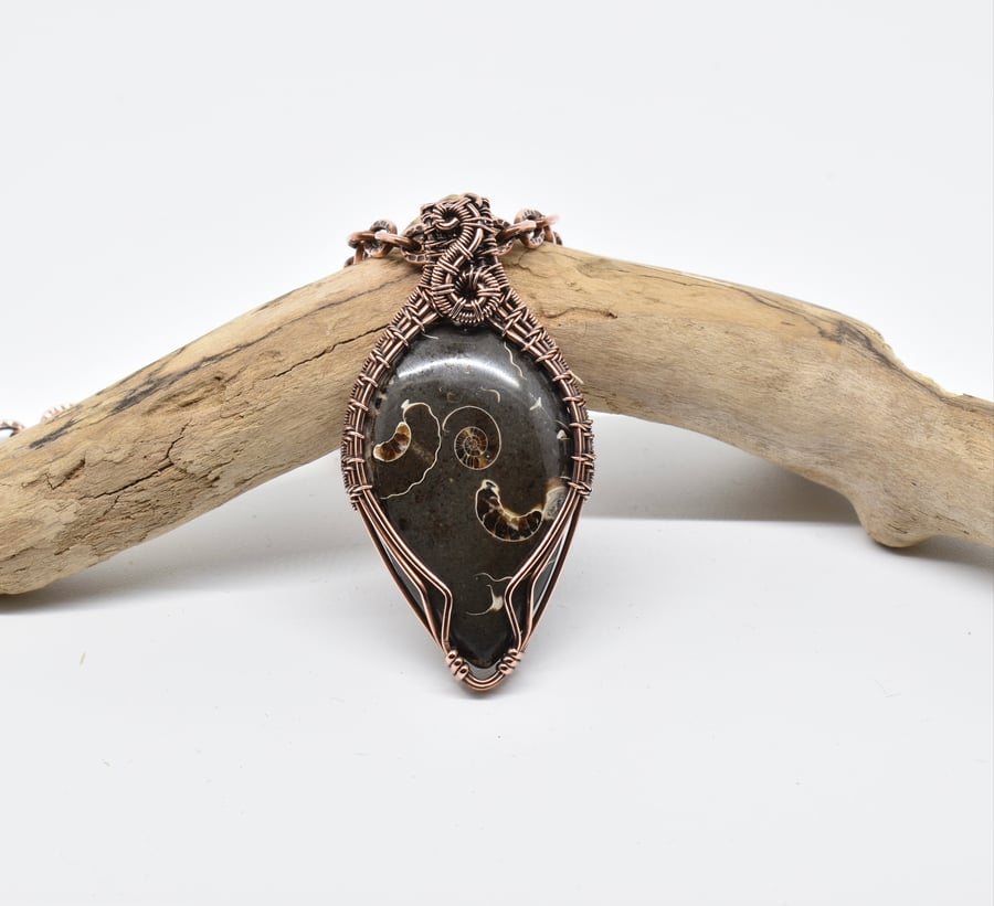 One of a Kind Wire Wrapped Marston Marble UK Fossil Pendant