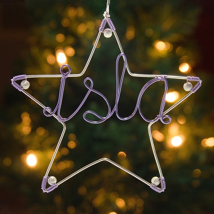Personalised Christmas Star Decoration - Choice of Colours - Name Star